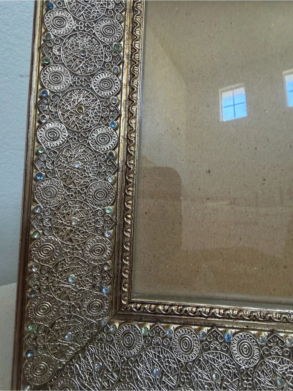 Set of 3 Vintage Style Gold Picture Frames – Embossed Filigree & Jeweled Rhinest